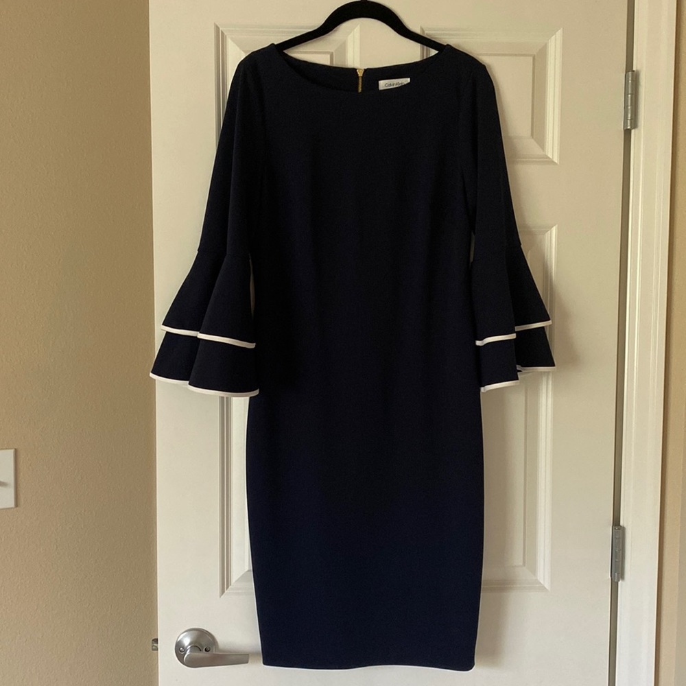 Bell sleeve Calvin Klein sheath dress